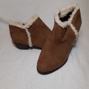 me Too Tan Suede Ankle Boots